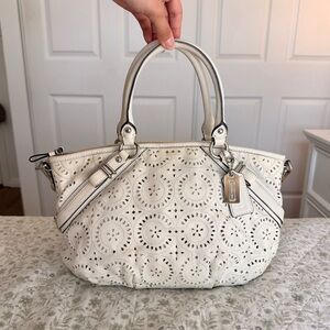 Rare Coach Madison eyelet leather bag in white